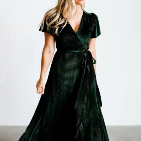 Baltic Born Dresses Baltic Born Green Velvet Bridesmaid Dress Qty 2